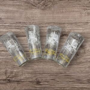 Set of Vintage 1960's Glass Jelly Jars with/Castle Design